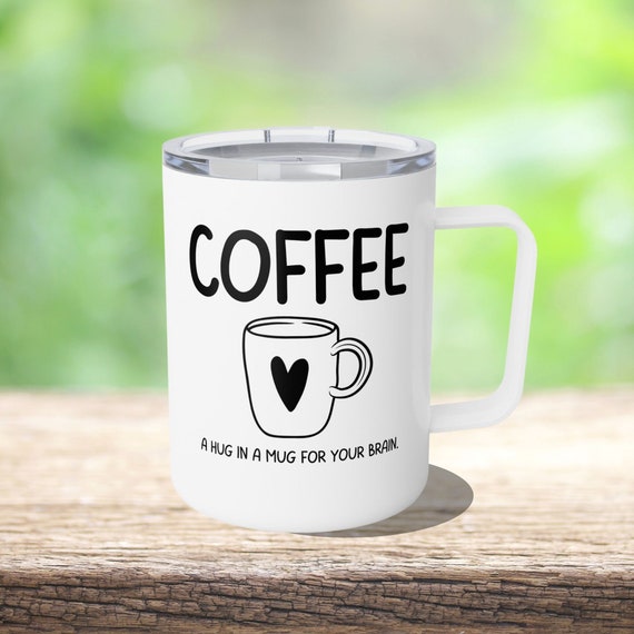 Personalized 10 Oz Insulated Coffee Mug, Custom Name on Back, Cute