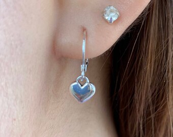 silver heart huggies