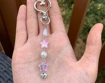 star bead heart keychain