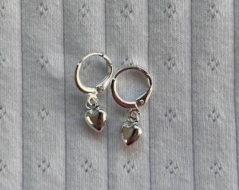silver puffy heart huggies