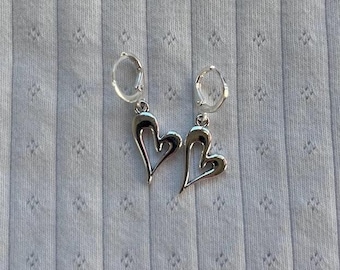 wavy heart silver huggies