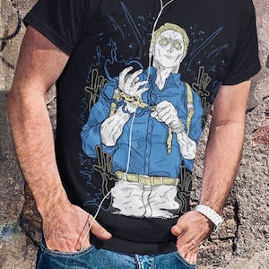 アニメヴィンテージスペシャルユニセックスTシャツ、アニメマンガシャツ、アニメシャツ、黒い剣士、スカルナイト、グラフィックアニメTシャツ、マンガシャツ、日本