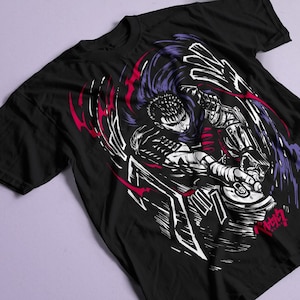 アニメヴィンテージスペシャルユニセックスTシャツ、アニメマンガシャツ、アニメシャツ、黒い剣士、スカルナイト、グラフィックアニメTシャツ、マンガシャツ、日本