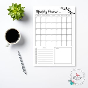 Printable Monthly Planner Minimalist A4, A5, Letter, PDF