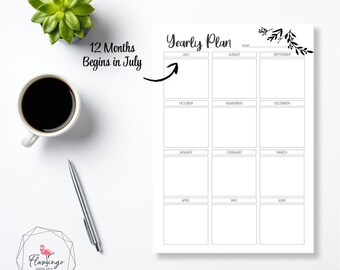 Printable Yearly Planner Minimalist A4, A5, Letter, PDF