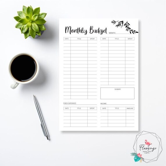 Printable Monthly Budget Planner Minimalist A4 A5 Letter - Etsy
