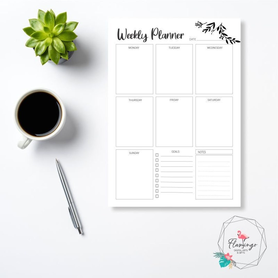 Printable Weekly Planner Minimalist A4, A5, Letter, PDF - Etsy