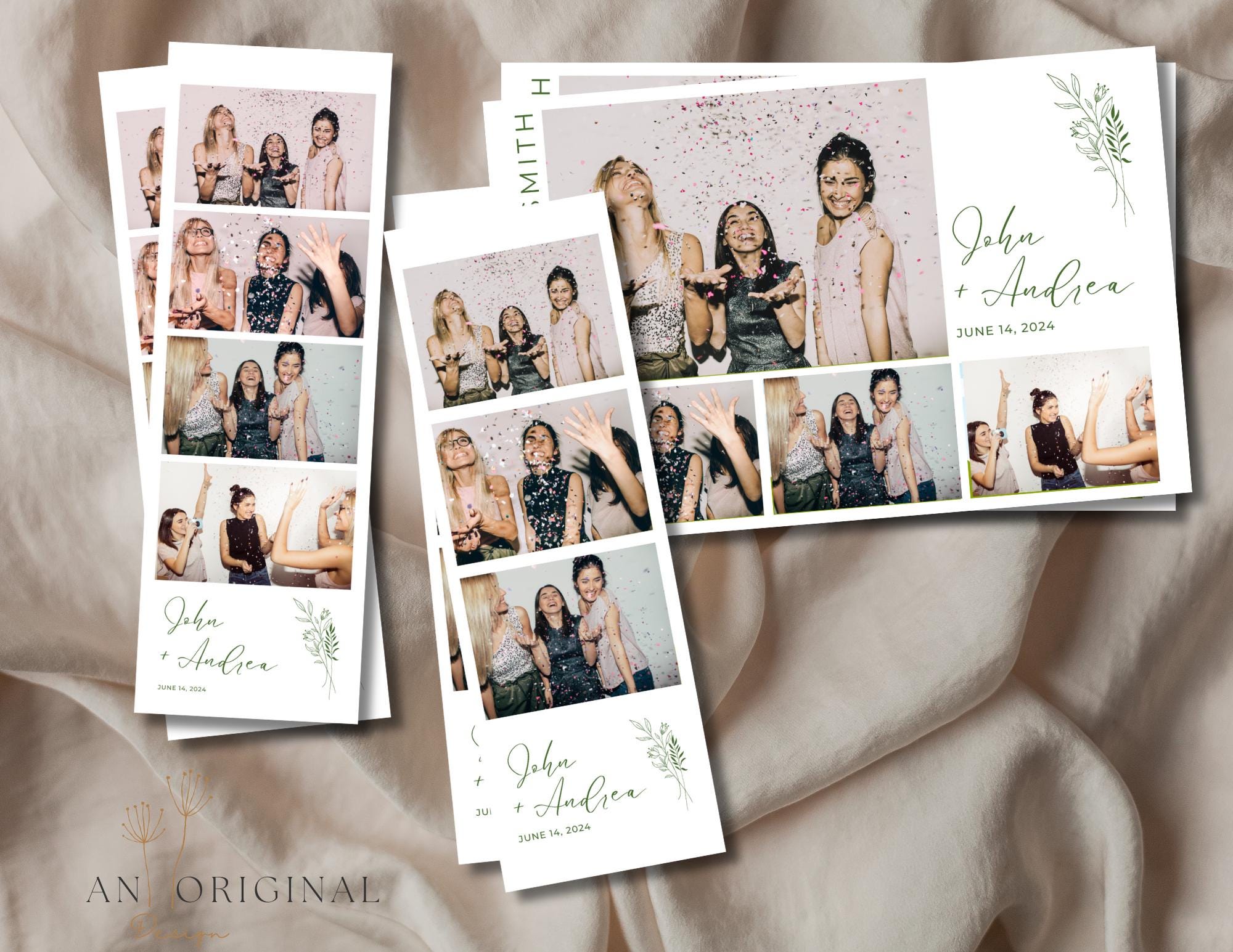 Wedding Photobooth Template Bundle, Floral Wheat | Digital Download, Wedding Ceremony, Wedding Reception, Editable and Printable, Minimalist