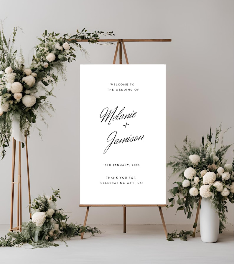 Wedding Welcome Sign Template, Elegant Script | Digital Download ...
