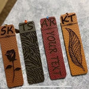 Personalized Wooden Bookmark with Leather Front  -Custom Engraved Initials - Unique Handmade Gift Idea for Book Lovers