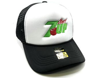 Cherry 7up Mesh Trucker Hat Snapback (White/Black)