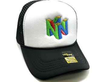 N64 Video Games Mesh Trucker Hat Snapback (White/Black)