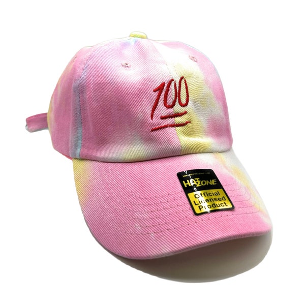 Emoji 100 Dad Hat (Yellow/Blue/Pink Tie-Dye)