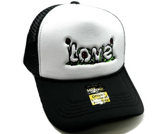 Love Roses Mesh Trucker Hat Snapback (White/Black)