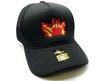 Fire Elmo Mesh Trucker Hat Snapback (Black)