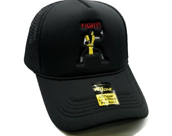 Scorpion Fight Mesh Trucker Hat Snapback (Black)