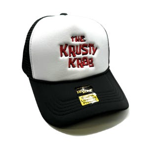 Krusty Krab Mesh Trucker Hat Snapback (White/Black)