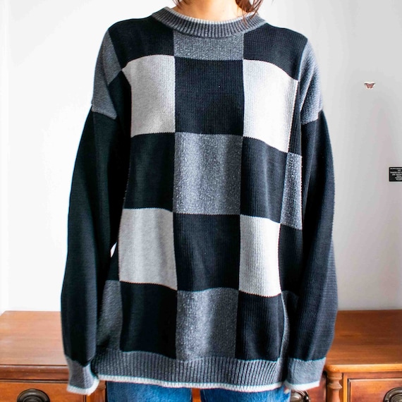 Vintage 90's Checkered Grey XL Oversized Men's Sw… - image 3