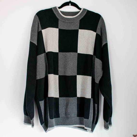 Vintage 90's Checkered Grey XL Oversized Men's Sw… - image 5