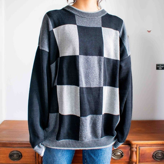 Vintage 90's Checkered Grey XL Oversized Men's Sw… - image 1