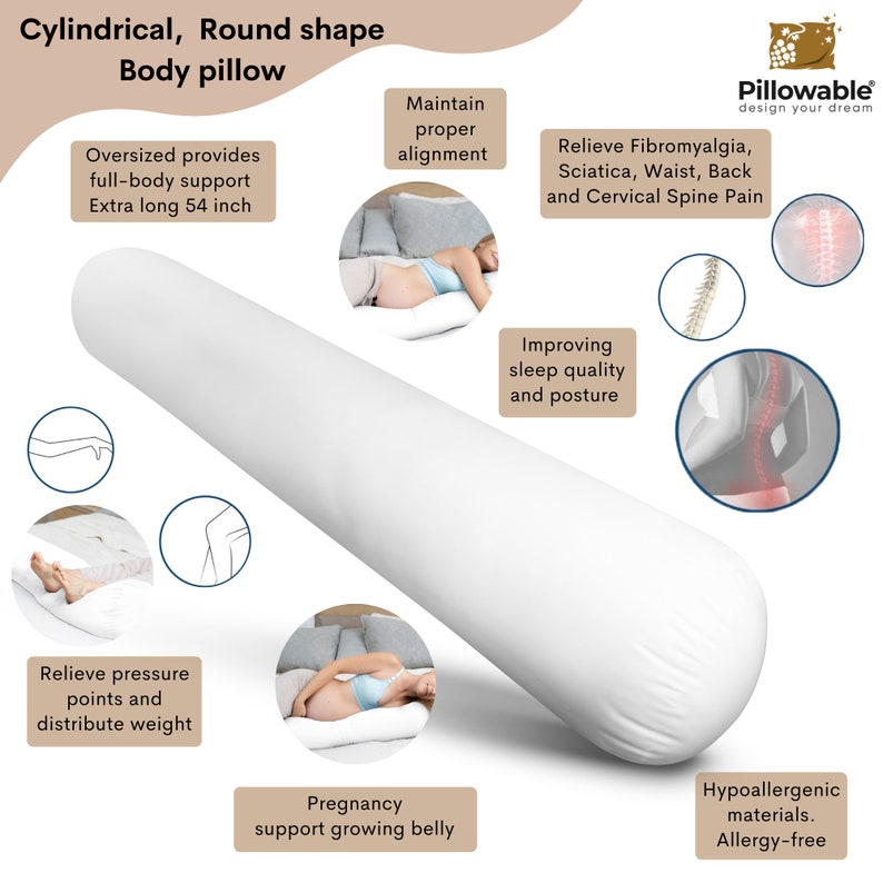 Round Body Pillow Cylinder Body Pillow Oversize Extra Long 54x12 Come