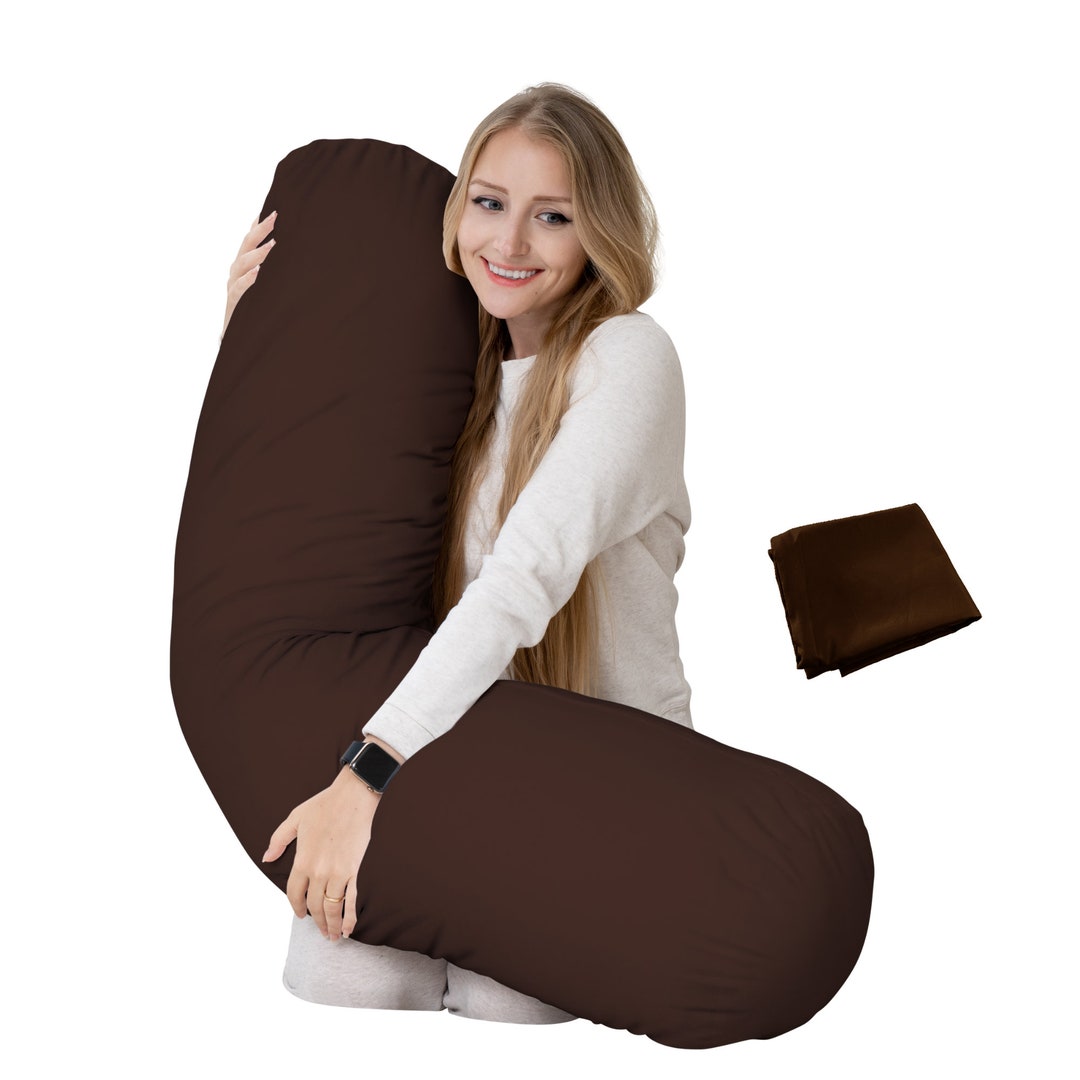 Round Body Pillow Cylinder Body Pillow Oversize Extra Long 54x12 Come With BROWN Cover Maternity