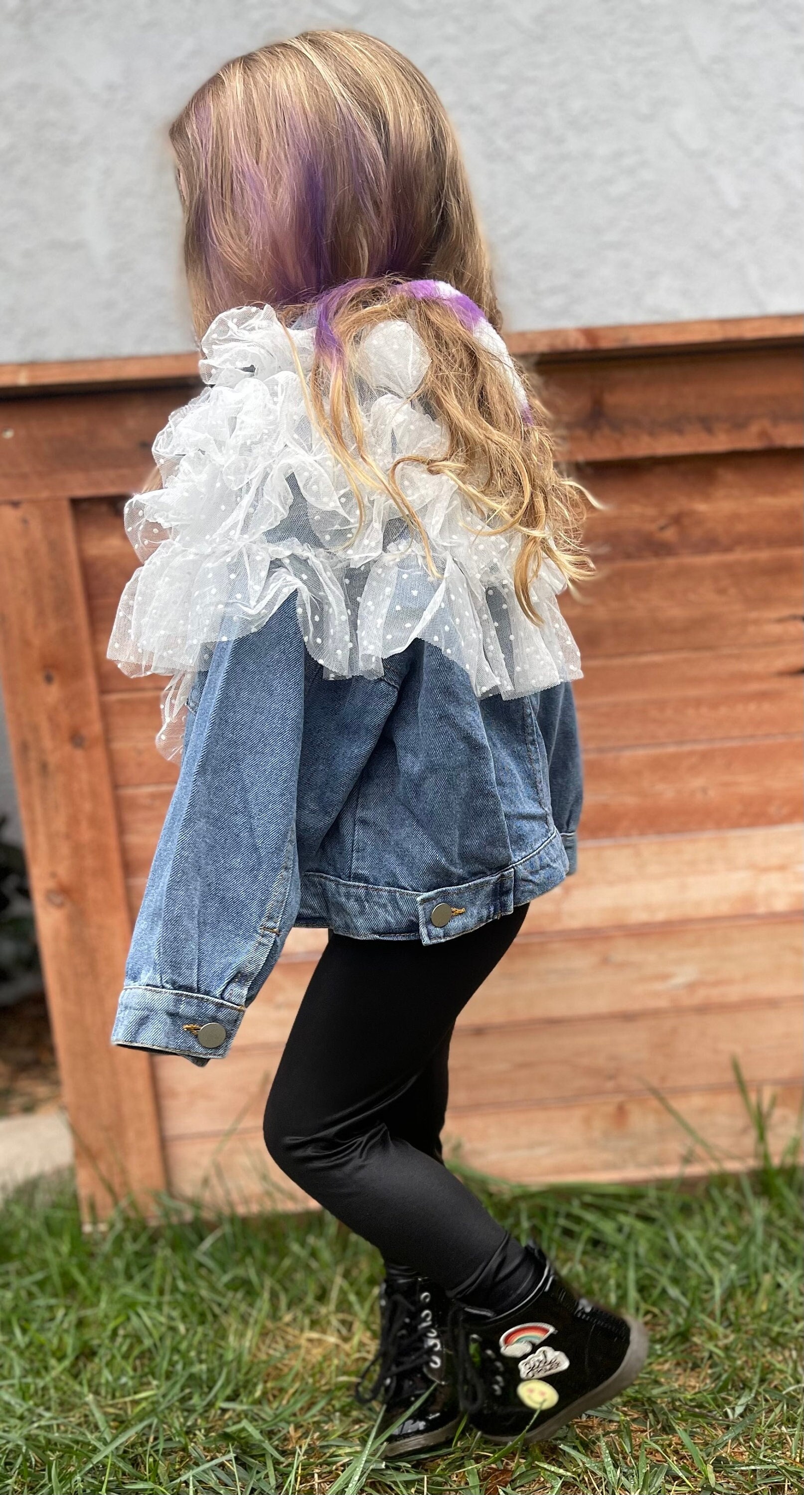 Little Girls Denim Lace Jacket Girls Fashion Trend Long Sleeve Etsy