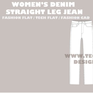 women&#39;s straight leg jeans | denim fashion flat sketch, Fashion Template, Technical Drawing, Fashion Flat, Vector CAD