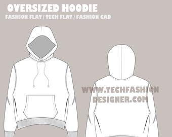 oversized hoodie streetwear hoodie fashion illustration Template for Design and Tech Packs