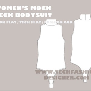 women&#39;s mock neck bodysuit | fashion flat sketch, Fashion Template, Technical Drawing, Fashion Flat, Vector CAD