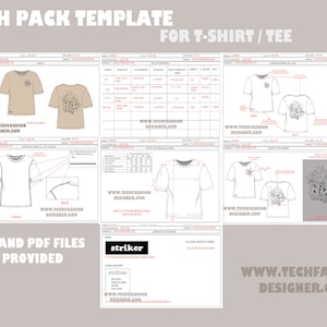 t-shirt fashion tech pack with oversized tee graphic mock up tech pack streetwear tech pack template with specs s-xl image 1