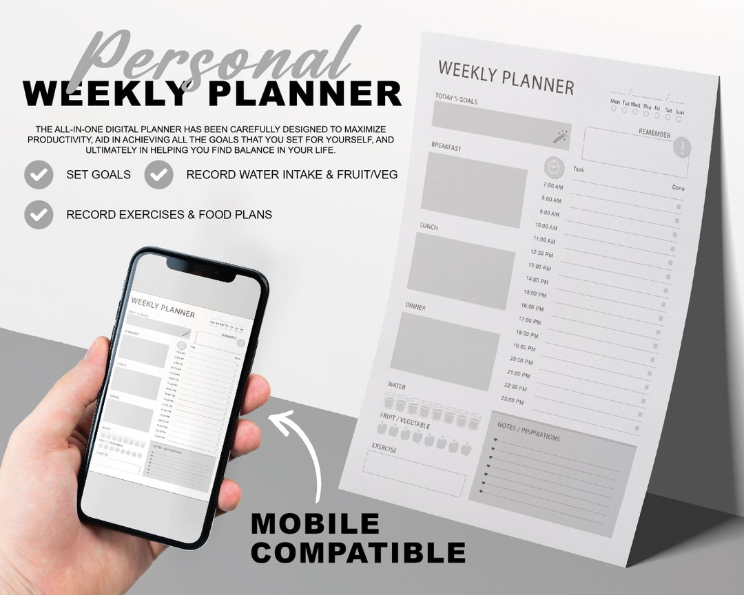 Printable Weekly Planner | Minimalist To-do List PDF | Daily Checklist ...