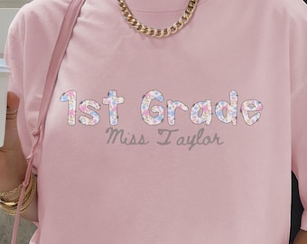 Personalized Back to School Teacher Team Shirts Comfort Colors Shirt Custom Grade Level Team Tee First Second Third Fourth Fifth Grade Gift