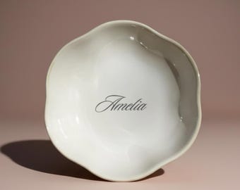 Personalized Ceramic Jewelry Trinket Ring Dish Custom Ceramic Initials Earring Jewelry Tray Nightstand Small Catchall Wedding Ring Storage