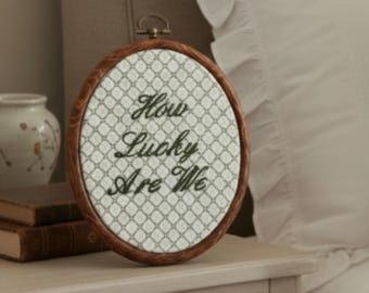 Neutral Family Room Gallery Wall Art Minimalist Positive Quote Trendy Wall Art Western Typography Home Decor How Lucky Are We Room Decor