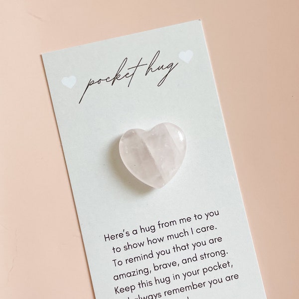 Best Friend Daughter Gift Pocket Hug Emotional Support Token Gift for Encouragement Gift for Healing Rose Quartz Favor Gift for Mom Daughter