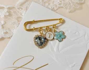Gift for Bride Something Blue Gift for Bride Personalized Old Borrowed New Gift for Bride Wedding Keepsake Brooch Pin Daughter Wedding Gift