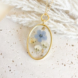 Forget Me Not Flower Necklace Forget Me Not Floral Necklace Pressed Flower Jewelry Miscarriage Keepsake Gift for Loss of Loved One