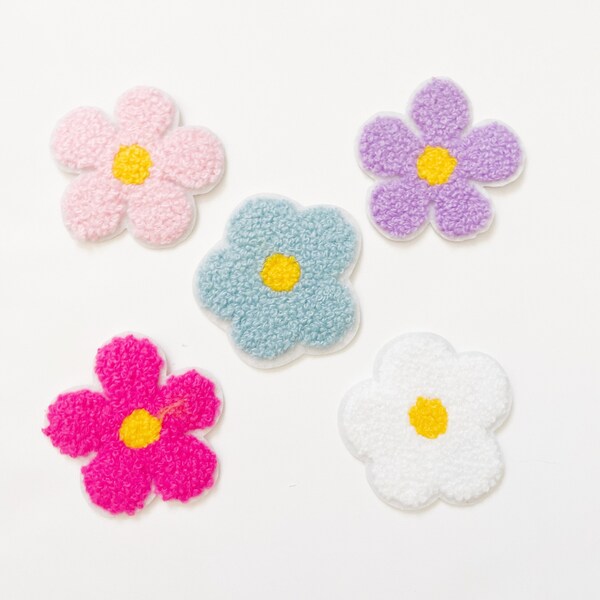 Flower Patch Iron on Daisy Chenille Patch for Backpack Hat Clothes Retro Flower Patch Iron on Embellishment Appliqué for Bag DIY Iron on