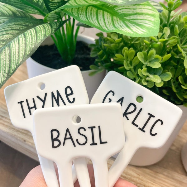 Custom Plant Herb Marker Plant Name Tag for the Garden Vegetable Marker Plant Stake Gardener Marker Ceramic Gift for Gardener Herb Tag