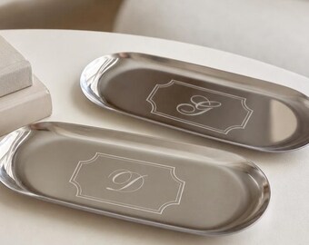 Personalized Monogram Birthday Jewelry Ring Dish Engraved Daughter in Law Gift For Sister In Law Birthday Silver Nightstand Custom Key Tray