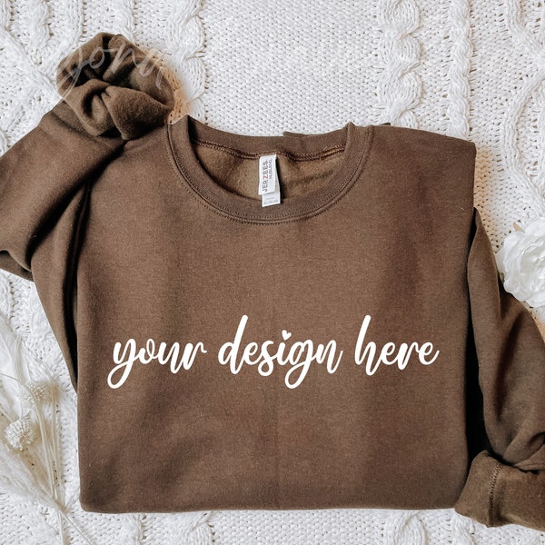 Jerzees 562 Crewneck Mockup Jerzees Dark Chocolate Brown Sweatshirt Mockup Jerzees Dark Chocolate Mockup Flatlay Nublend Brown Sweater Mock