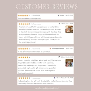 May include: A webpage displaying customer reviews for a product. The reviews are written in a casual tone and include star ratings, dates, and customer names. The website address is www.beyondbravestudio.com.