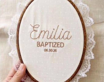 Embroidered Keepsake Baby Baptism Personalized Baby Boy Girl Baptism Name Sign Custom Baby Christening Godson Kids Dedication Faith Gift