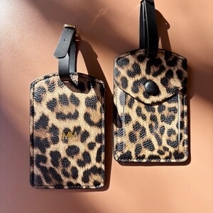 Personalized Luggage Travel Suitcase Tag Leopard Print Luggage Tag Gift for Travel Monogram Gift for Bridesmaid Proposal Cheetah Print afbeelding 2