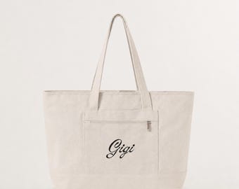 Personalized Grandmother Gift Custom Boat Sailing Tote Bag Personalized Everyday Work Tote Professional Tote Bag Book Bag Zippered Canvas