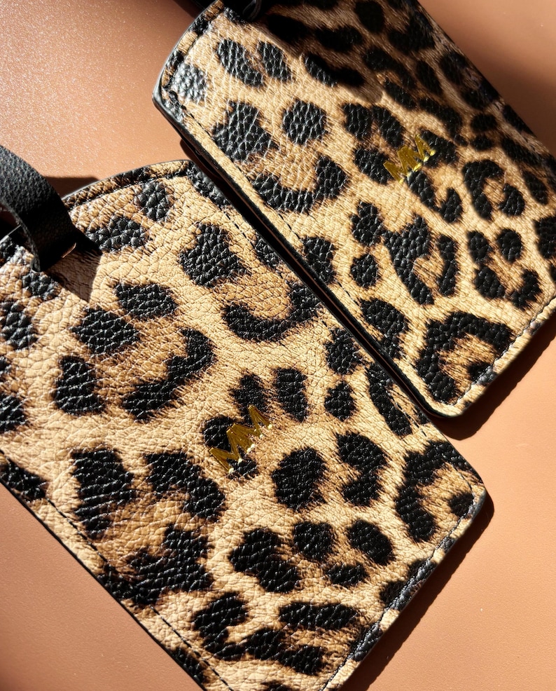Personalized Luggage Travel Suitcase Tag Leopard Print Luggage Tag Gift for Travel Monogram Gift for Bridesmaid Proposal Cheetah Print afbeelding 11