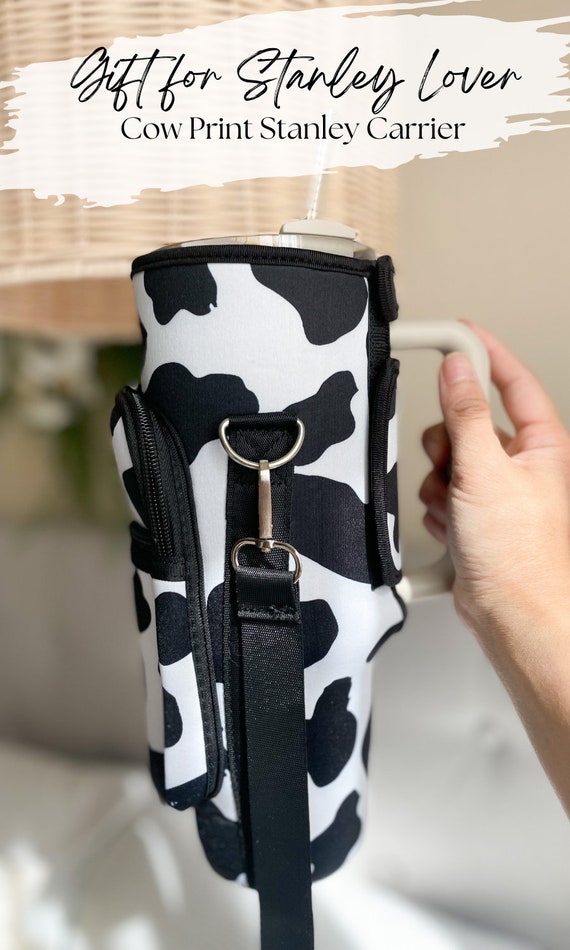 Stanley Water Bottle Carrier Holder Bag Cow Print Pouch Accessory