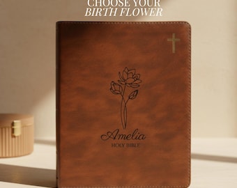 Personalized NIV Floral Bible Custom Engraved Birth Flower Month Gift Idea for Grand daughter Birthday Milestone Gift for Christian Mom