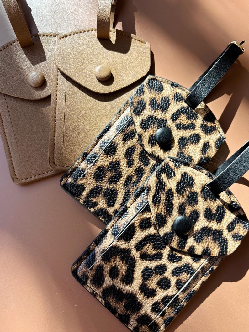 Personalized Luggage Travel Suitcase Tag Leopard Print Luggage Tag Gift for Travel Monogram Gift for Bridesmaid Proposal Cheetah Print afbeelding 4